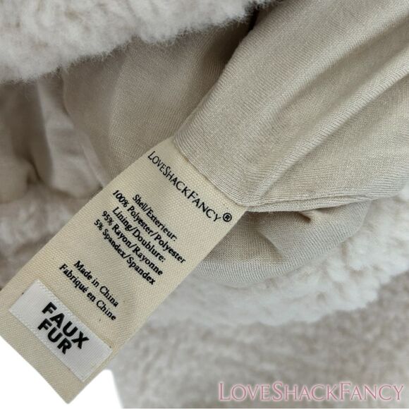 LoveShackFancy **NWOT** Darcelle Sherpa Bomber Cropped Jacket Cream De Macaron - Picture 12 of 12